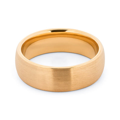 24 Karat Gold Plated Tungsten Brushed Wedding Band 8MM