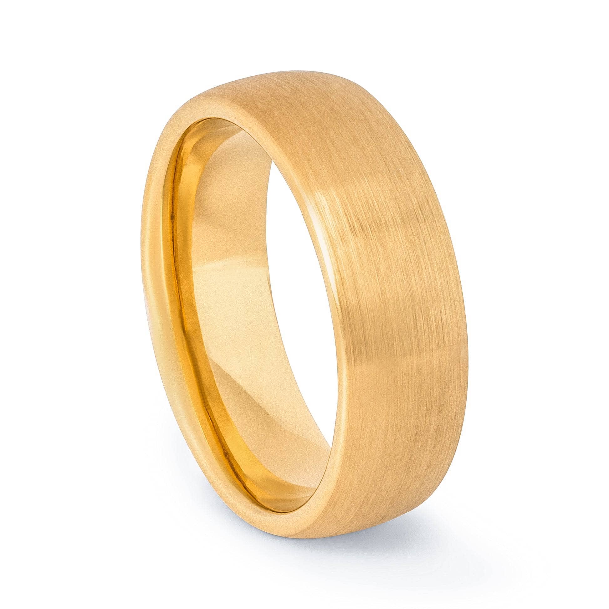 24 Karat Gold Plated Tungsten Brushed Wedding Band 8MM