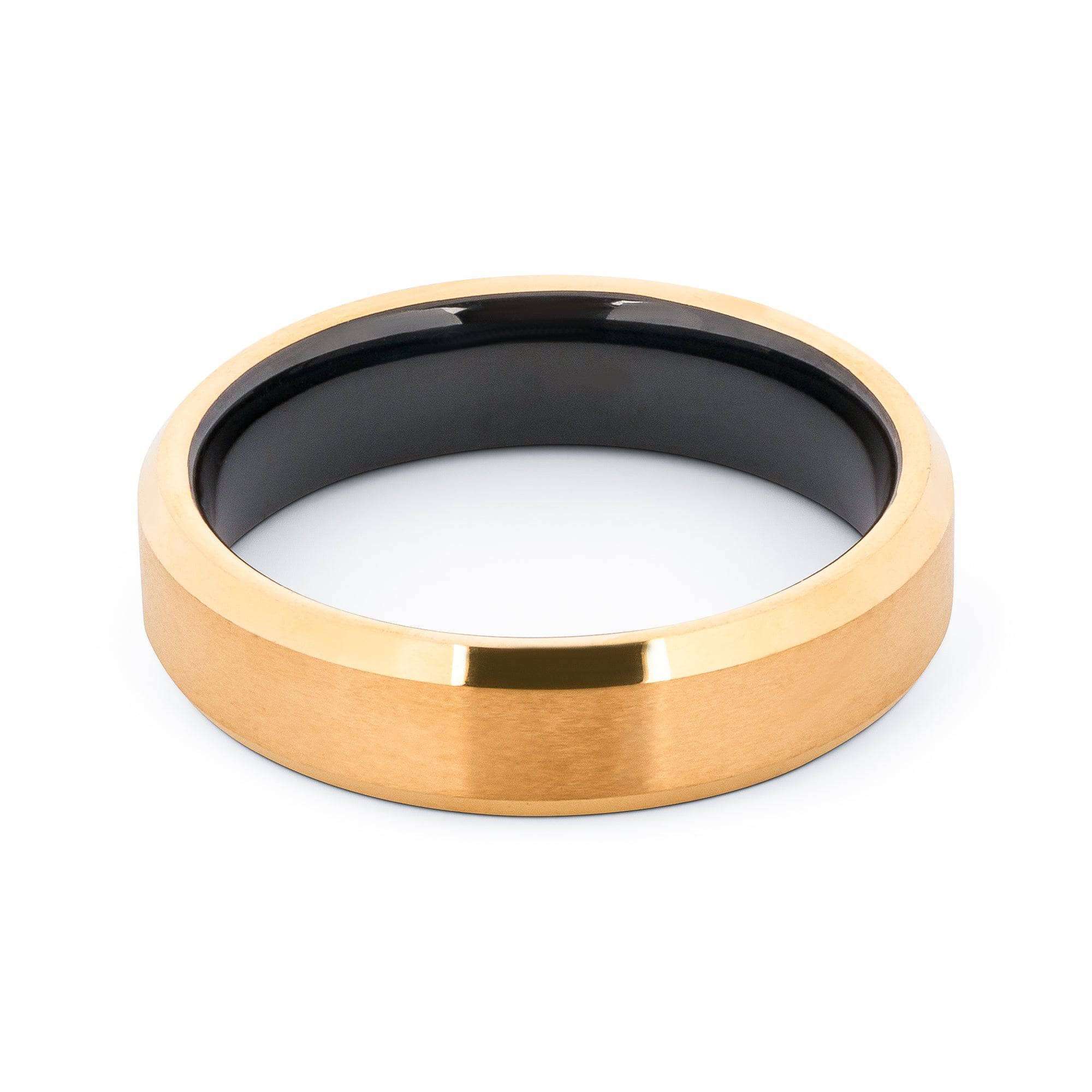 24 Karat Gold Plated Tungsten Wedding Band With Black Interior 6MM