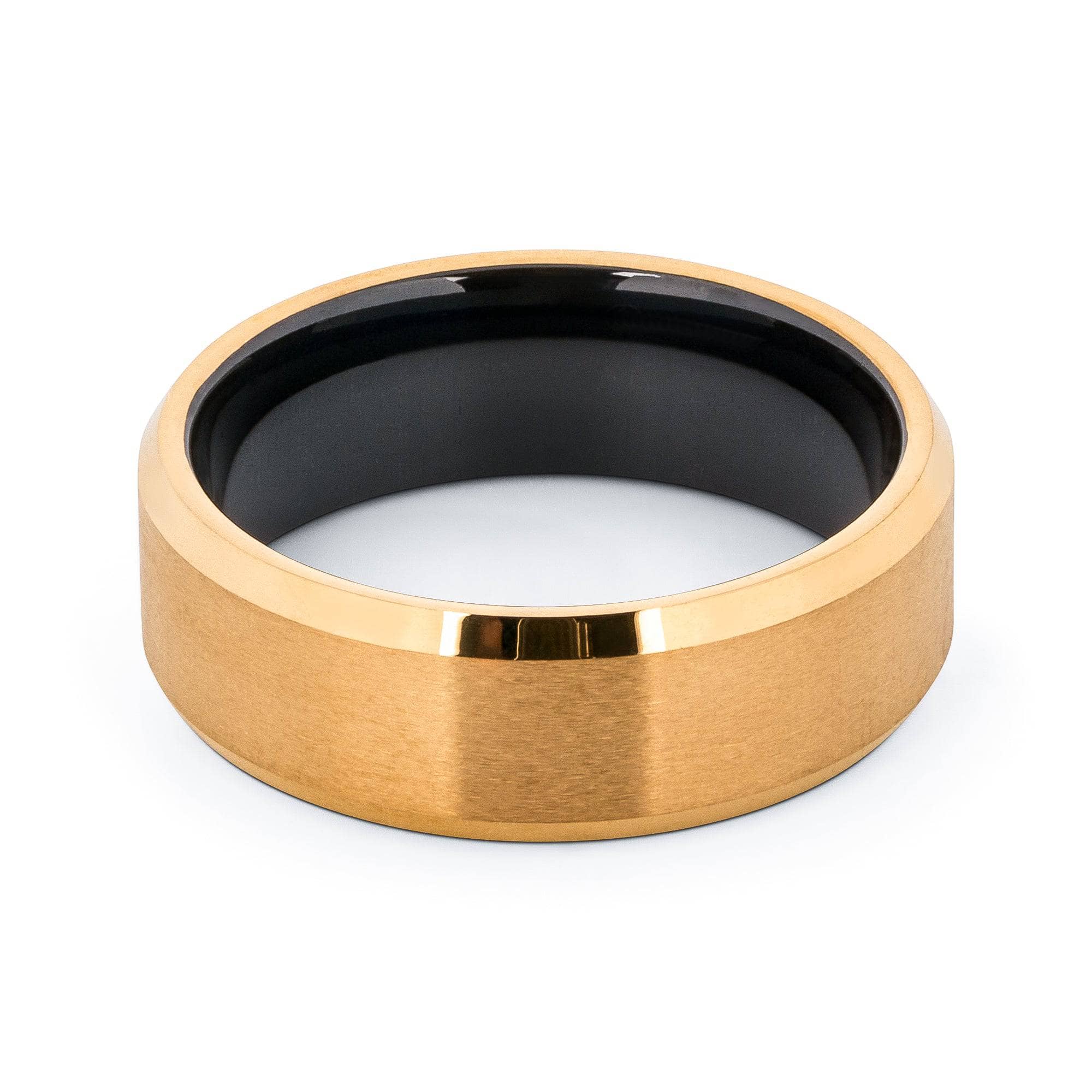 24 Karat Gold Plated Tungsten Wedding Band With Black Interior 8MM
