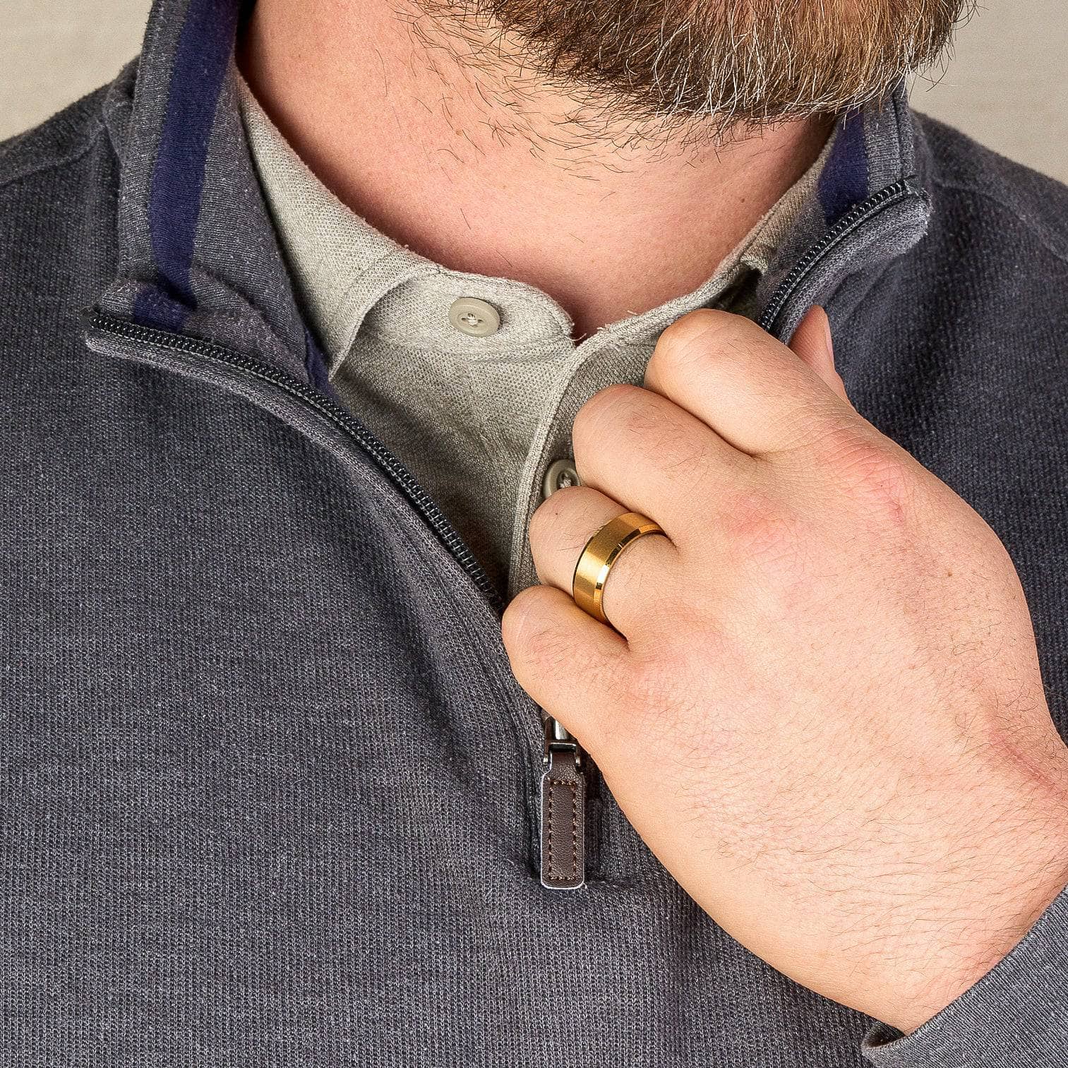 24 Karat Gold Plated Tungsten Wedding Band With Black Interior 8MM