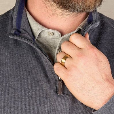 24 Karat Gold Plated Tungsten Wedding Band With Black Interior 8MM