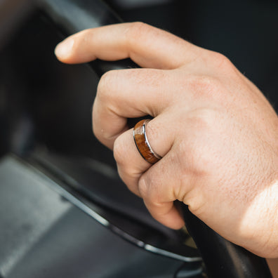 Tungsten Wedding Band With Chestnut Wood 8MM