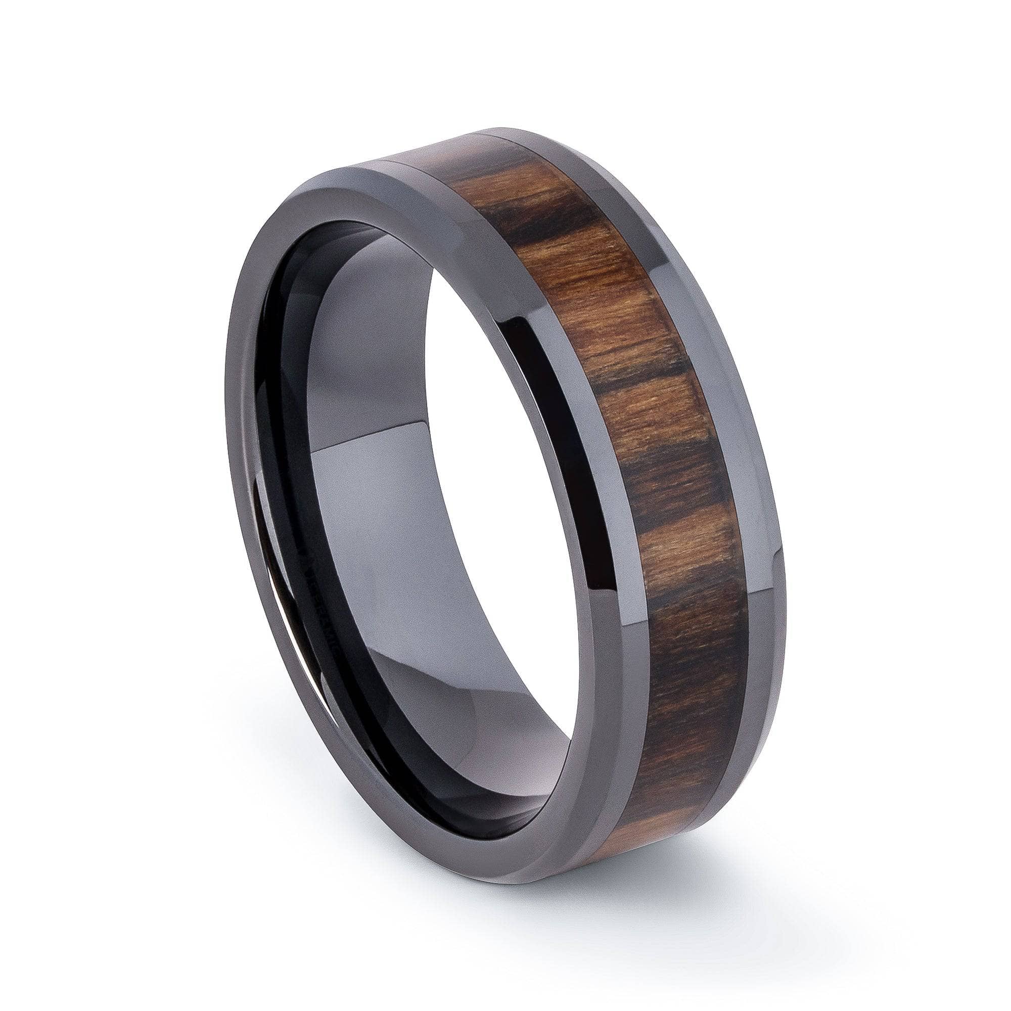 Ceramic Wedding Band 2024 Zebra Wood