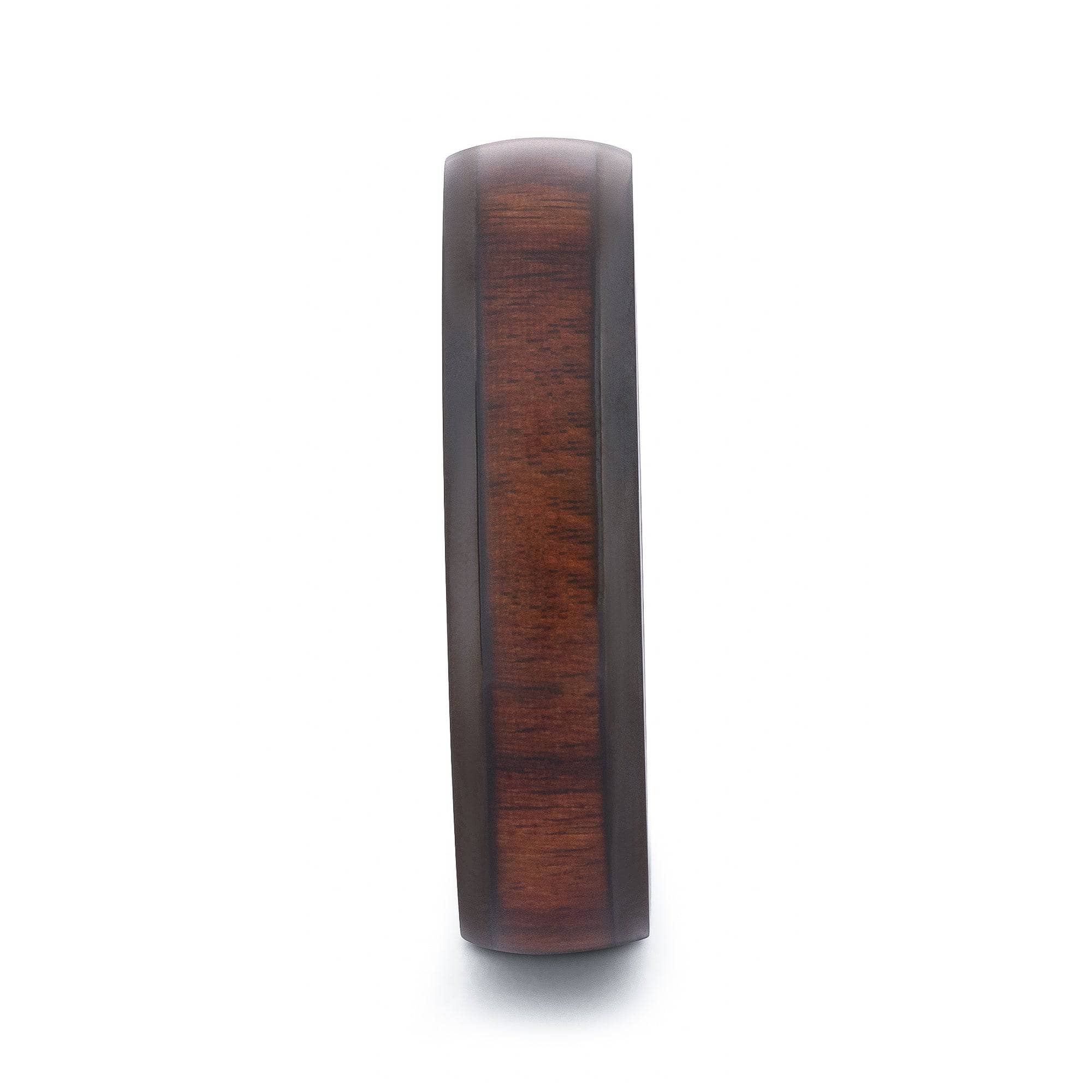Black Titanium Wedding Band With Chestnut Wood 6MM
