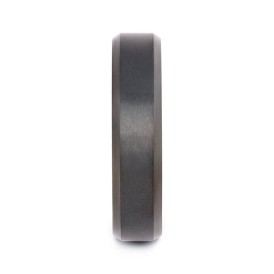 Black Tungsten Brushed Wedding Band With Beveled Edges 6MM