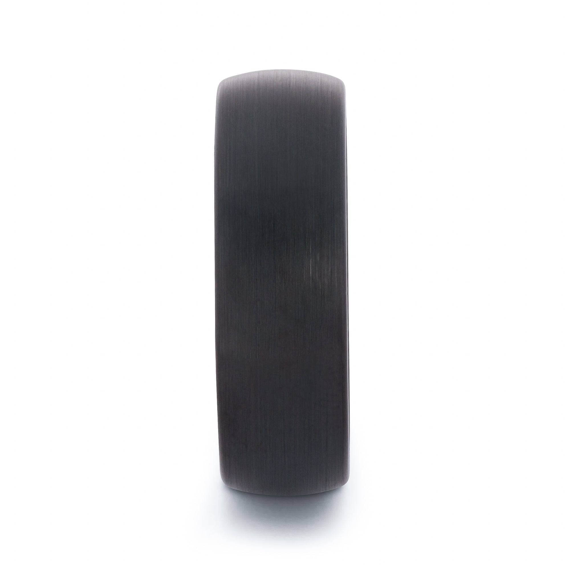 Black Tungsten Domed Wedding Band With African Padauk Wood 8MM