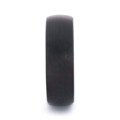 Black Tungsten Domed Wedding Band With African Padauk Wood 8MM