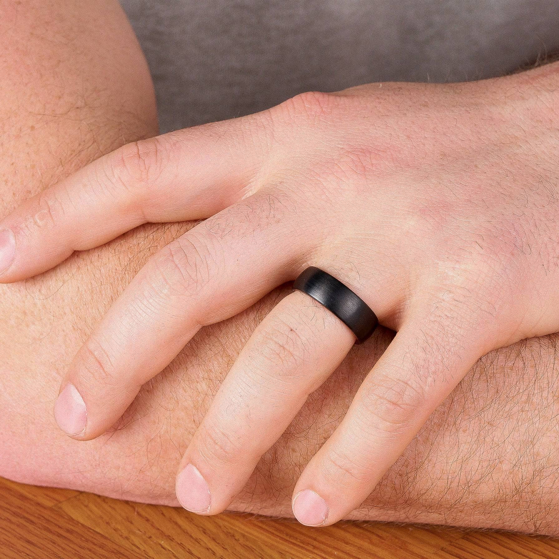Black Tungsten Domed Wedding Band With African Padauk Wood 8MM