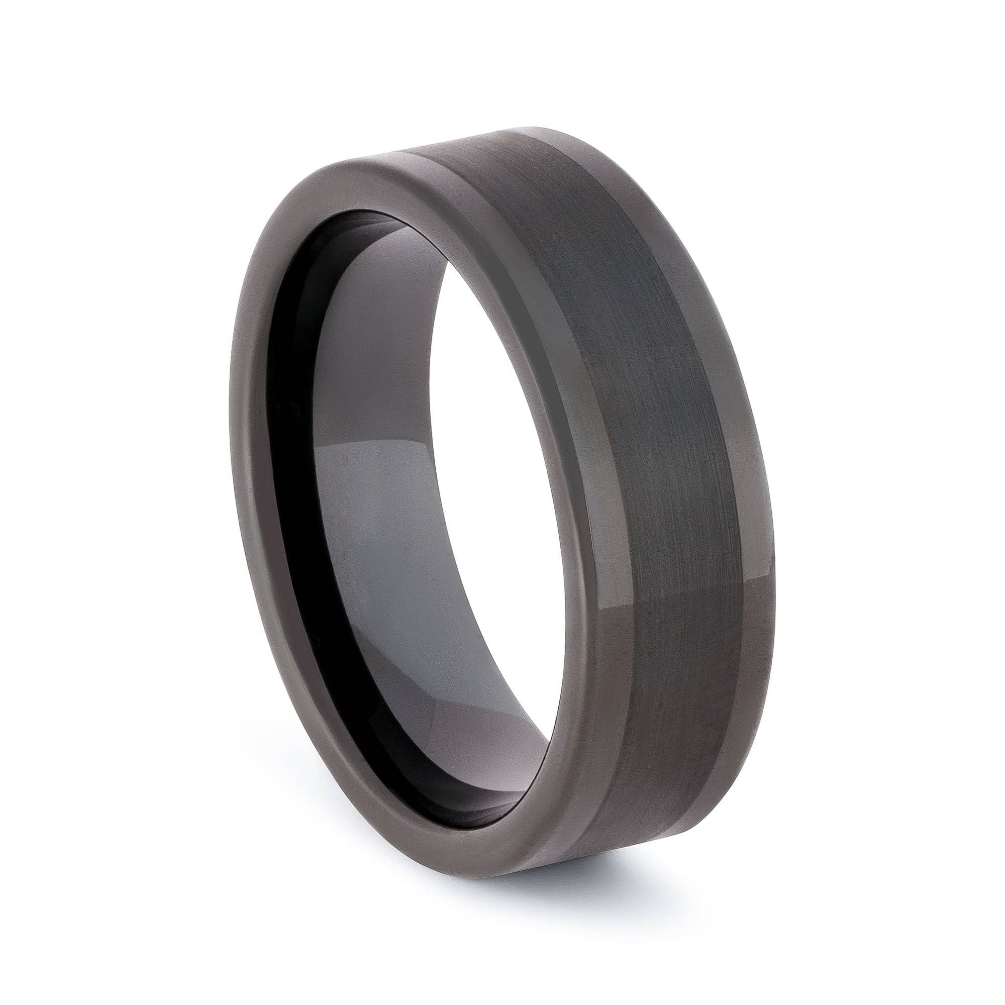 Black Tungsten Polished and Brushed Wedding Band 8MM