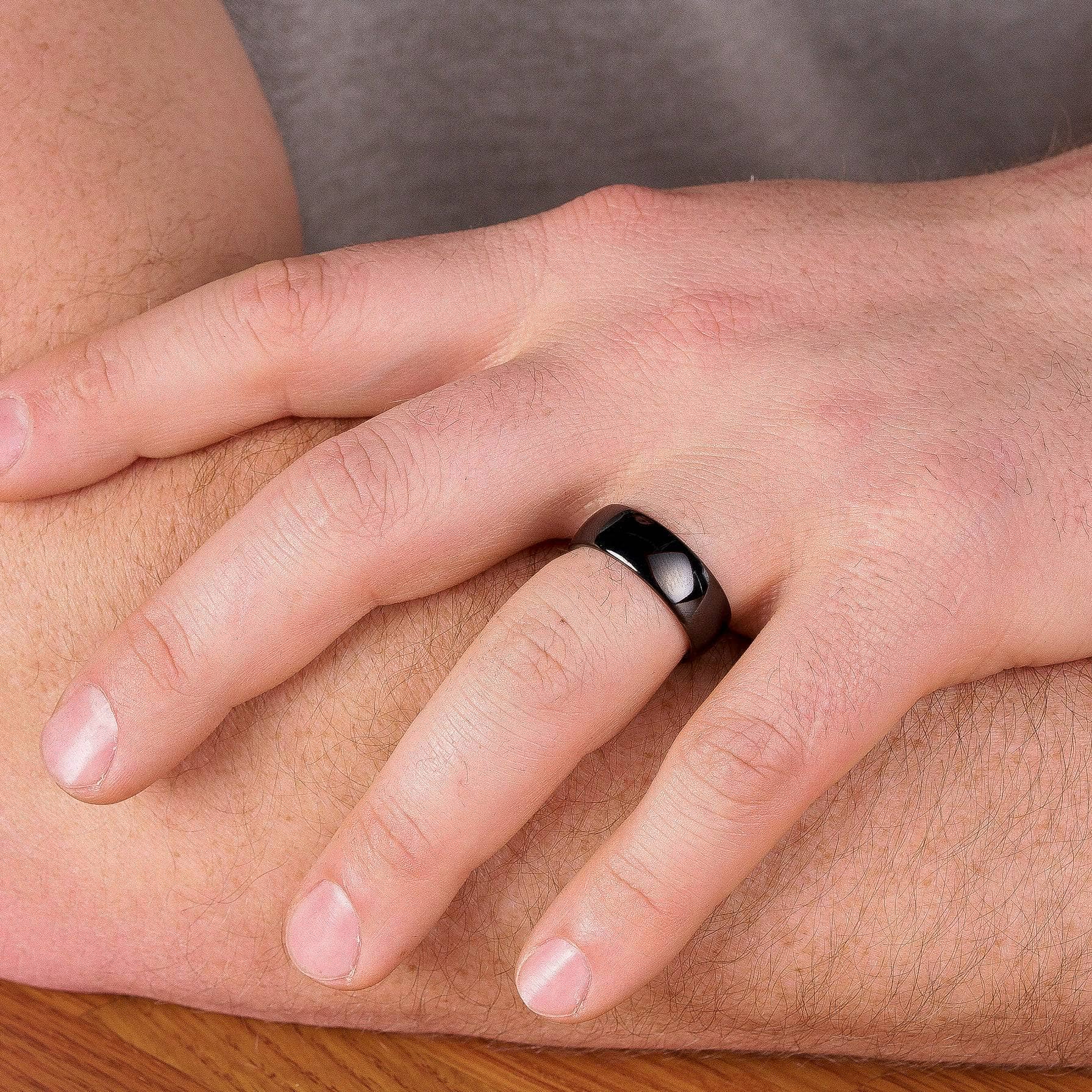 Black Tungsten Polished Wedding Band 8MM