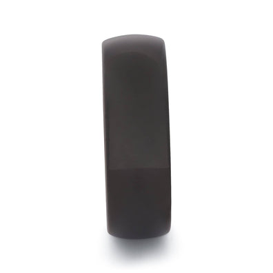 Black Tungsten Polished Wedding Band with Gold Interior 8MM