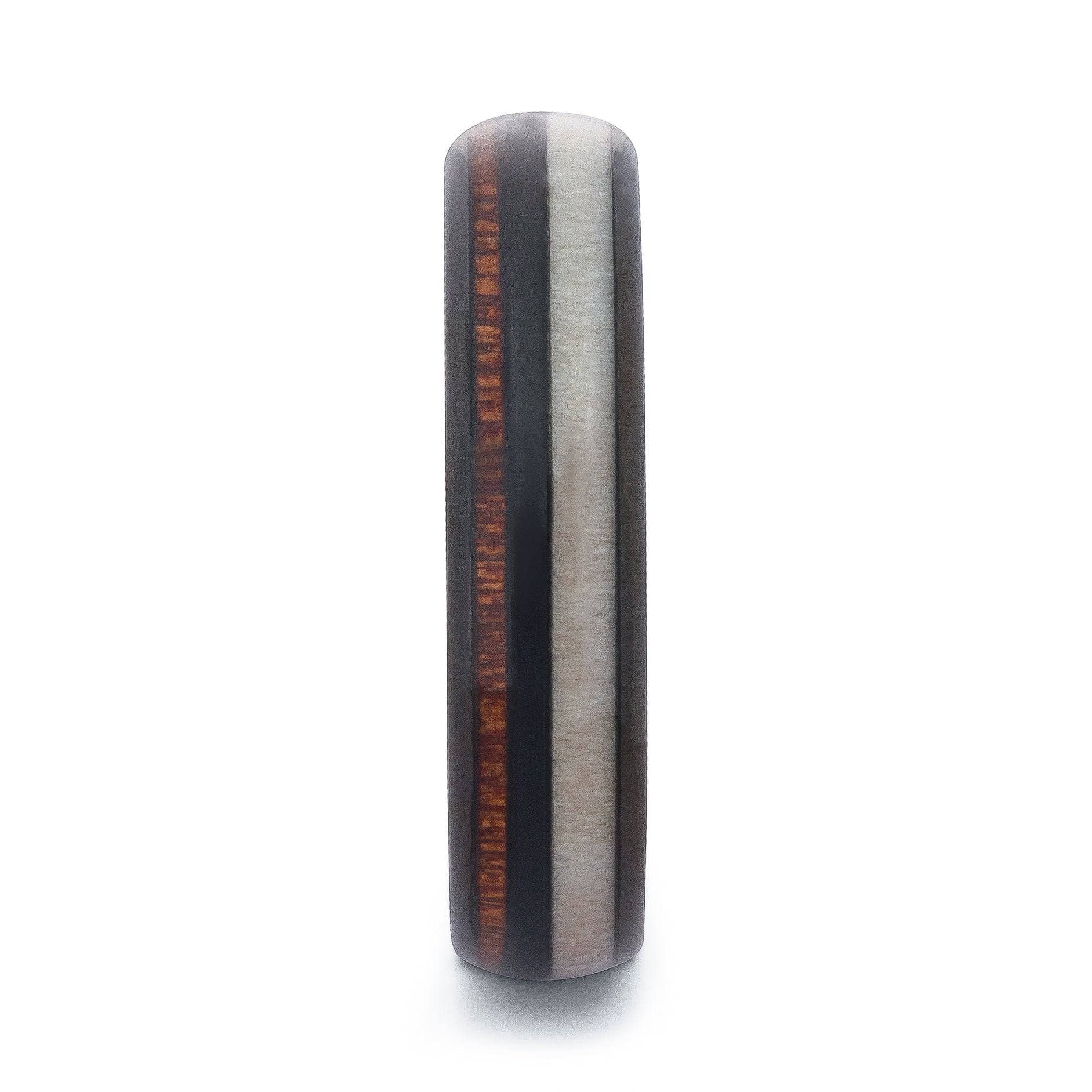 Black Tungsten Wedding Band With Deer Antler And Pear Wood 6MM