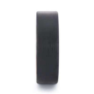 Black Tungsten Wedding Band With Whiskey Barrel Wood Interior