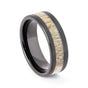 Brushed Black Tungsten Wedding Band With Deer Antler