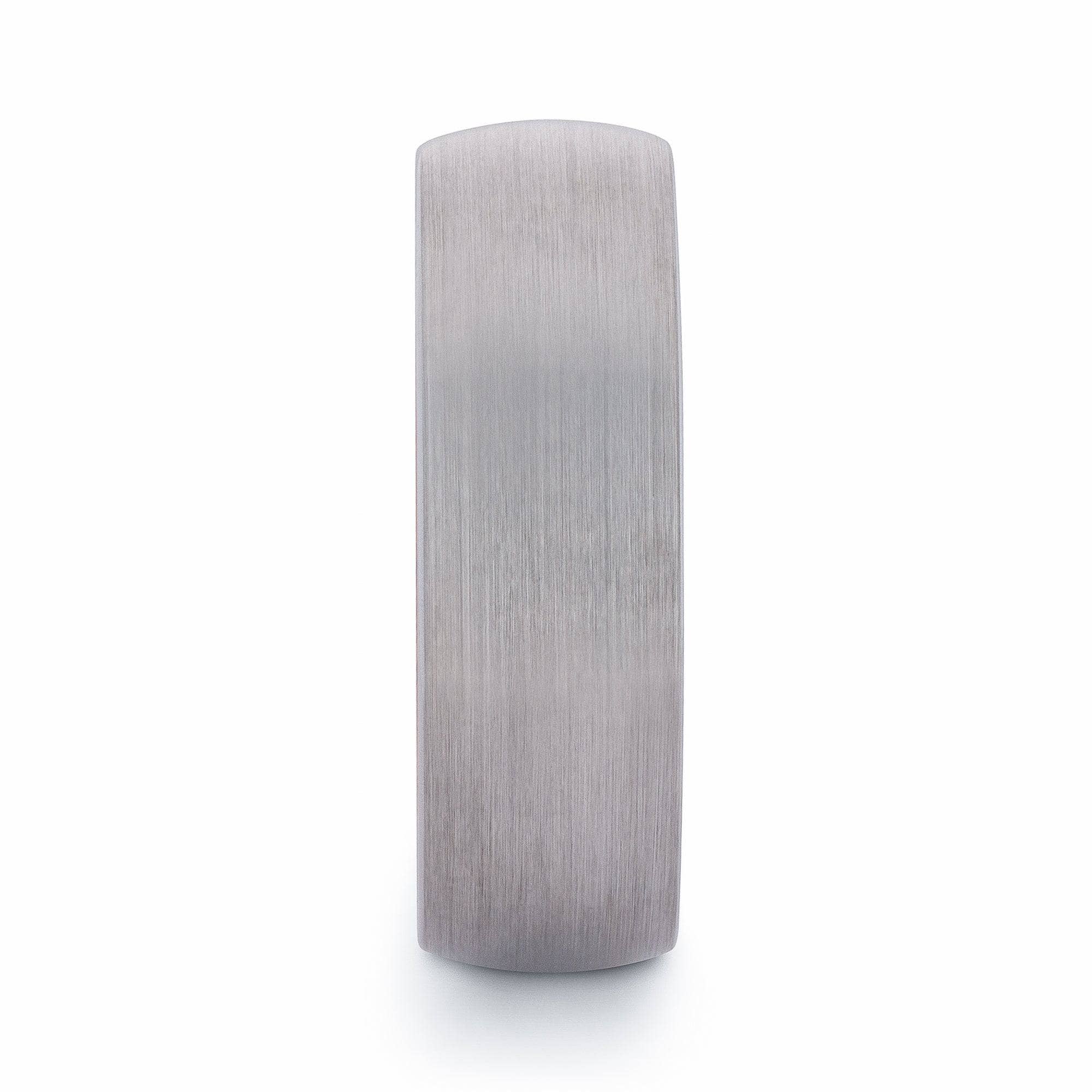 Brushed Tungsten Wedding Band With African Padauk Wood Interior - Domed