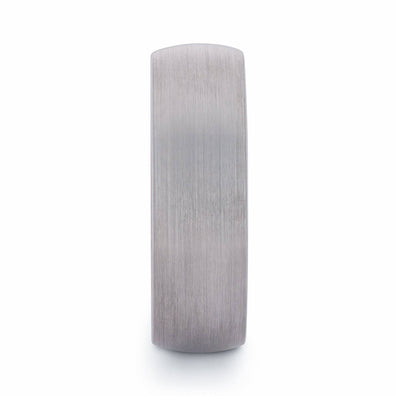 Brushed Tungsten Wedding Band With African Padauk Wood Interior - Domed