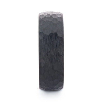Hammered Black Tungsten Wedding Band