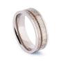 Polished Titanium Wedding Band With Contrasting Antler Design