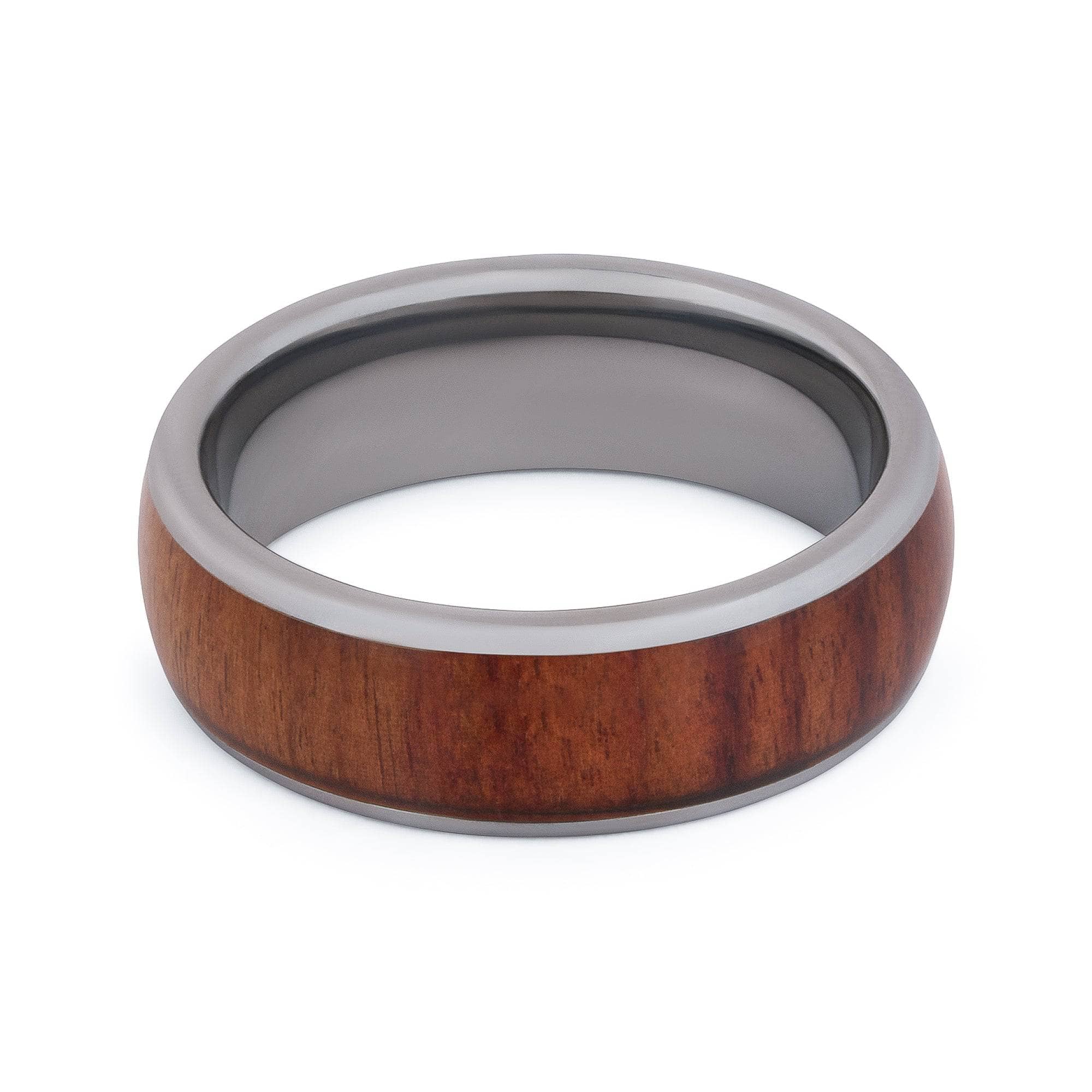 Polished Tungsten Wedding Band With Chestnut Wood