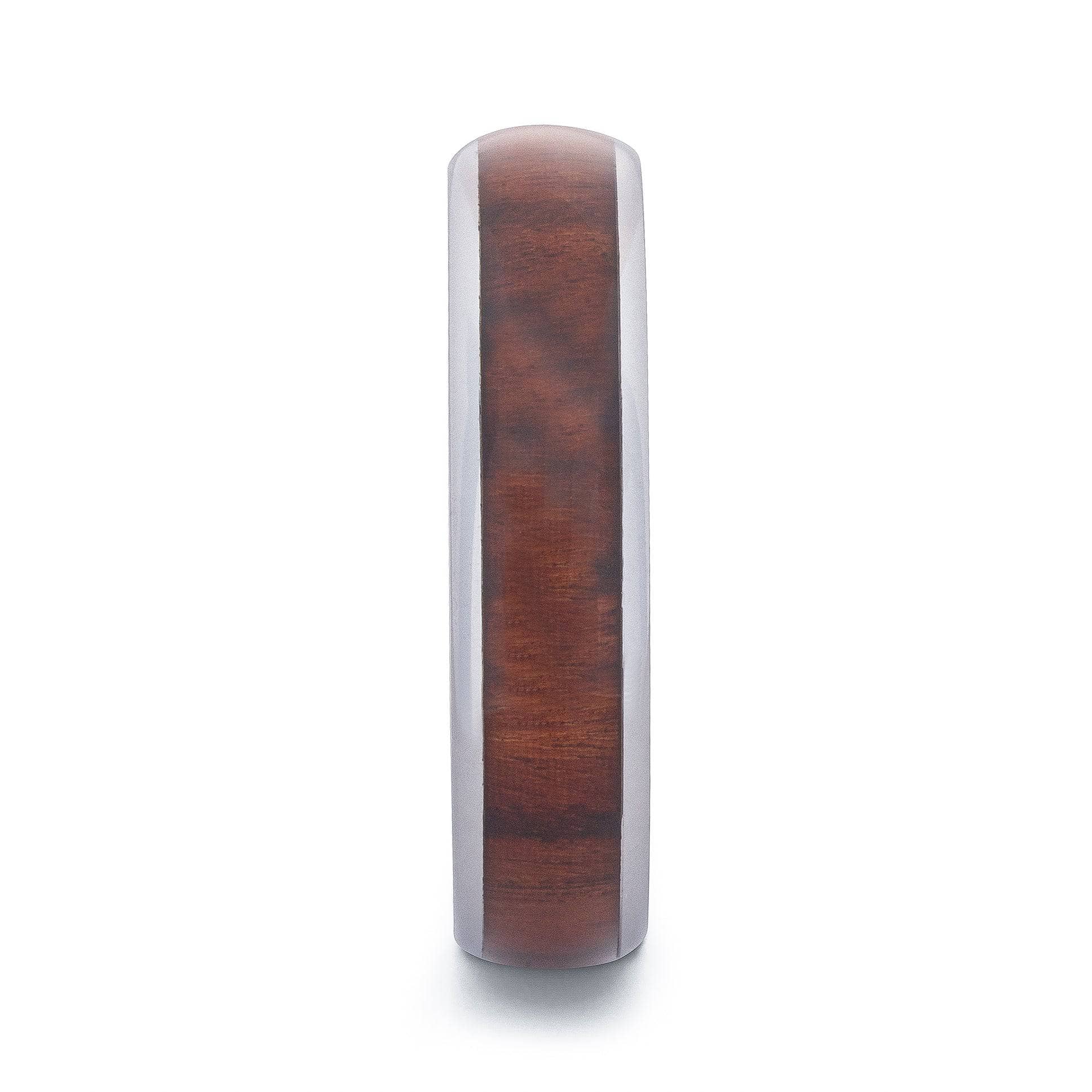 Polished Tungsten Wedding Band With Chestnut Wood 6MM