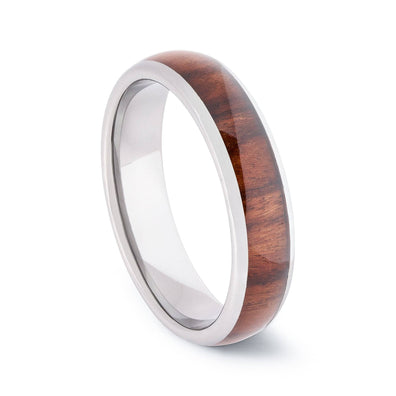 Polished Tungsten Wedding Band With Chestnut Wood 6MM