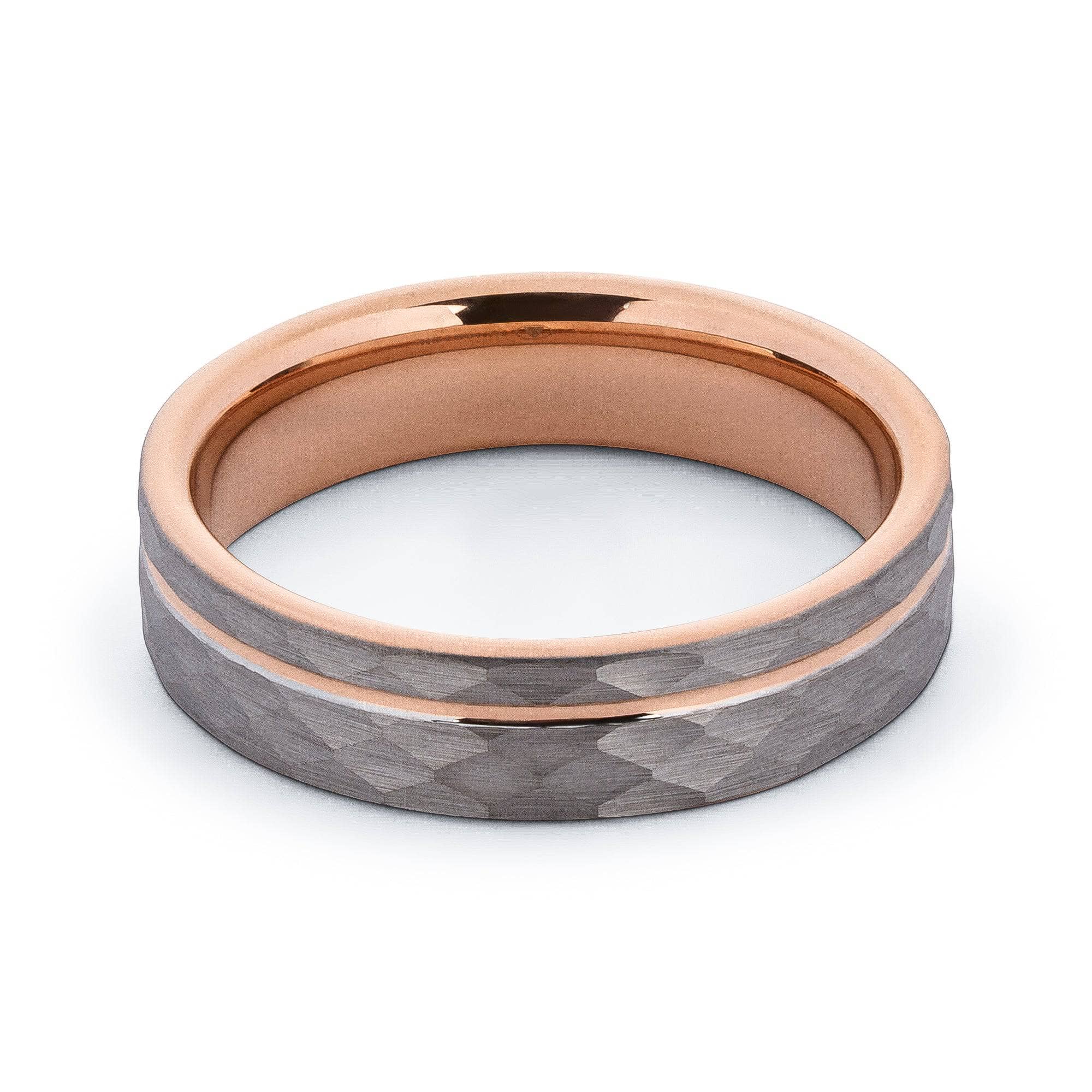 Rose Gold Tungsten Hammered Wedding Band 6MM