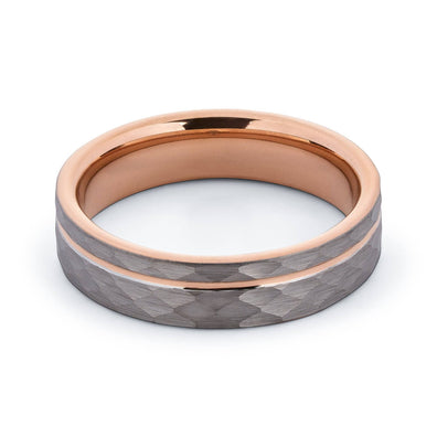 Rose Gold Tungsten Hammered Wedding Band 6MM