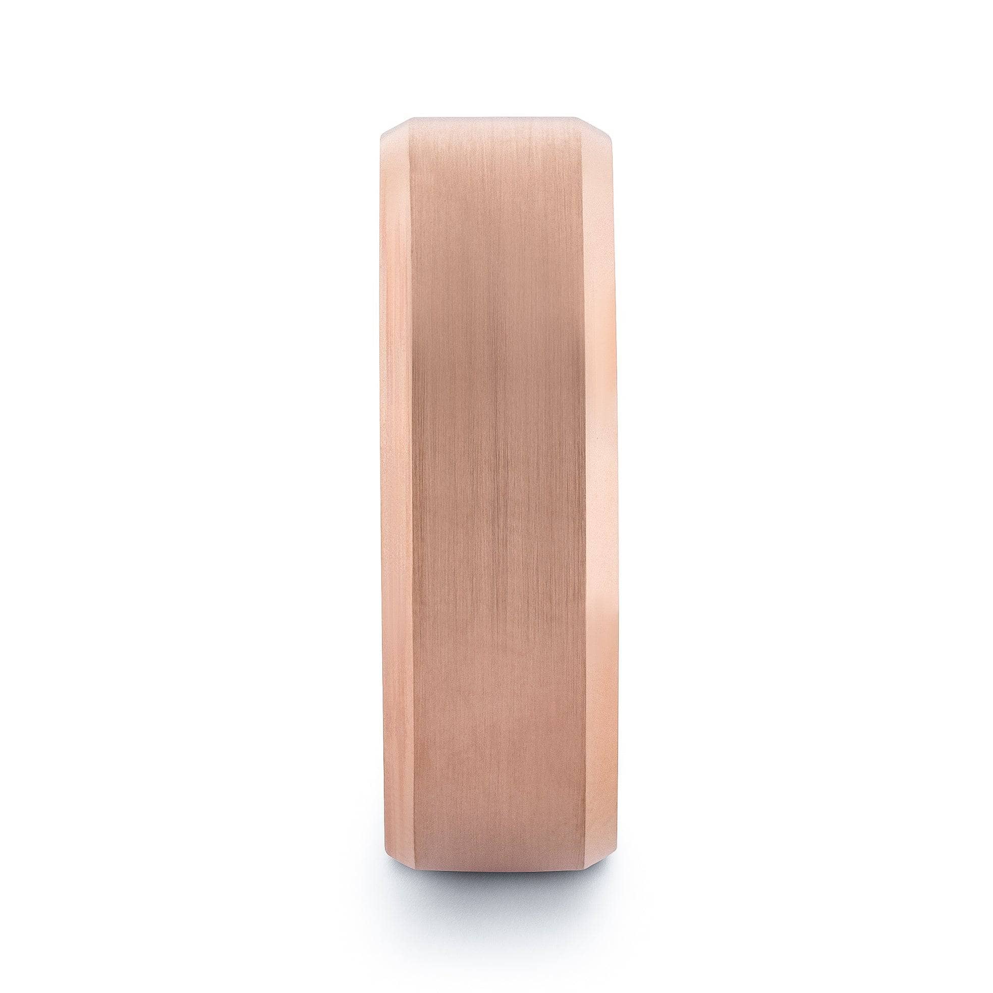 Rose Gold Tungsten Wedding Band With African Padauk Wood Interior