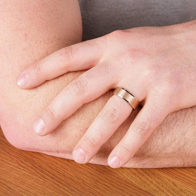 Rose Gold Tungsten Wedding Band With African Padauk Wood Interior