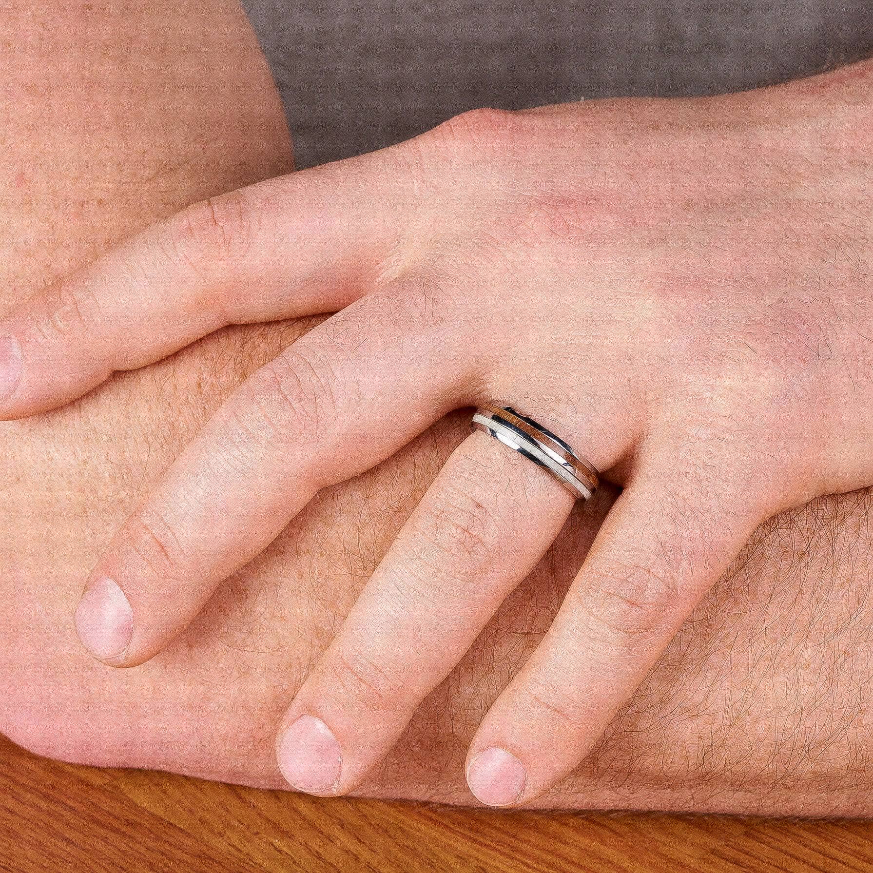 Tungsten Wedding Band With Deer Antler And Koa Wood 6MM