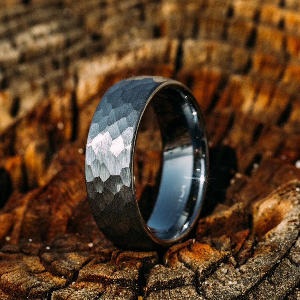 Hammered Tungsten Wedding Band