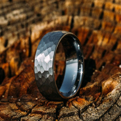 Hammered Tungsten Wedding Band