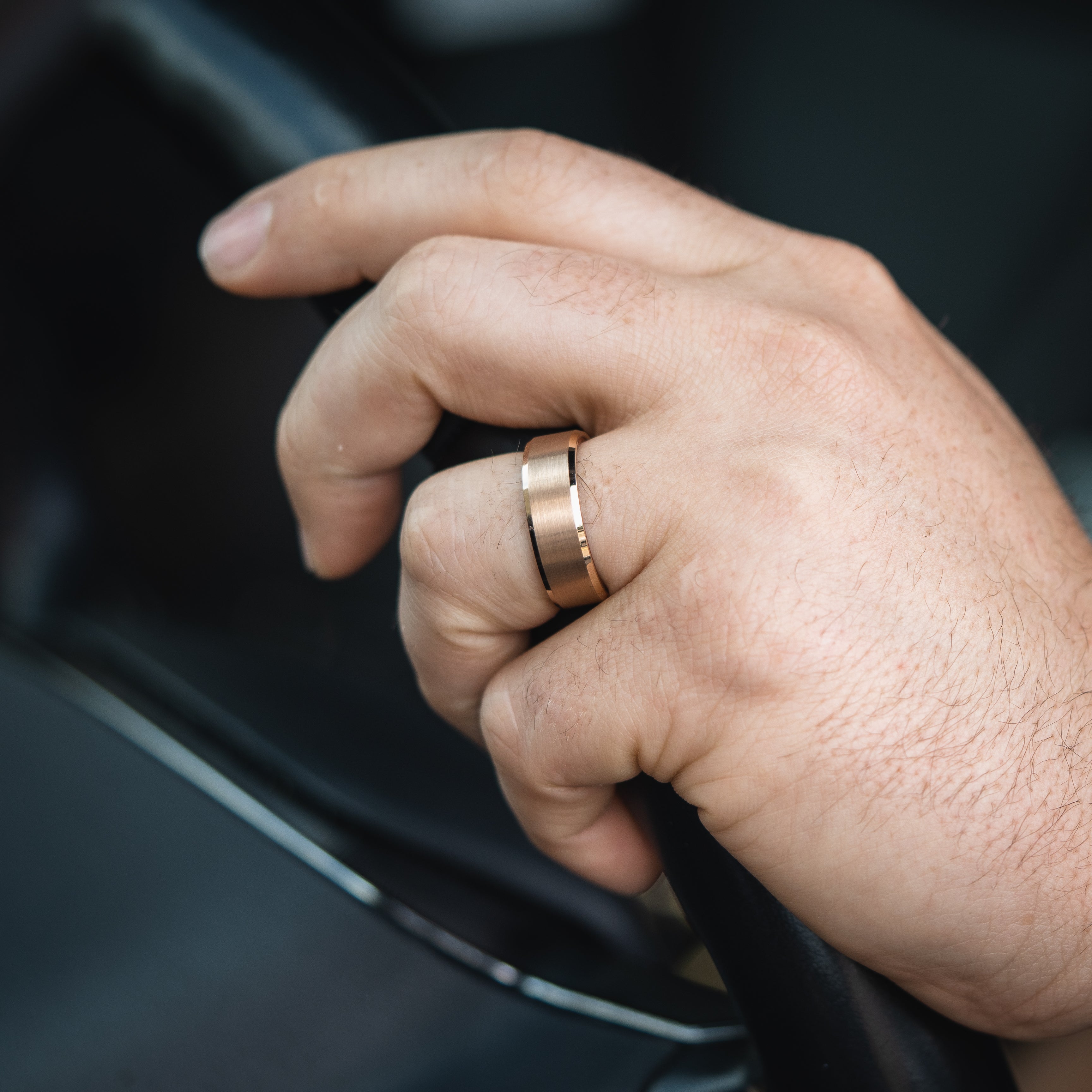 8mm Rose Gold Tungsten Wedding Band With African Padauk Wood