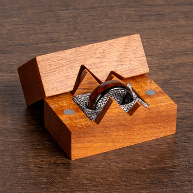 "The Summit" Premium Magnetic Wood Ring Box