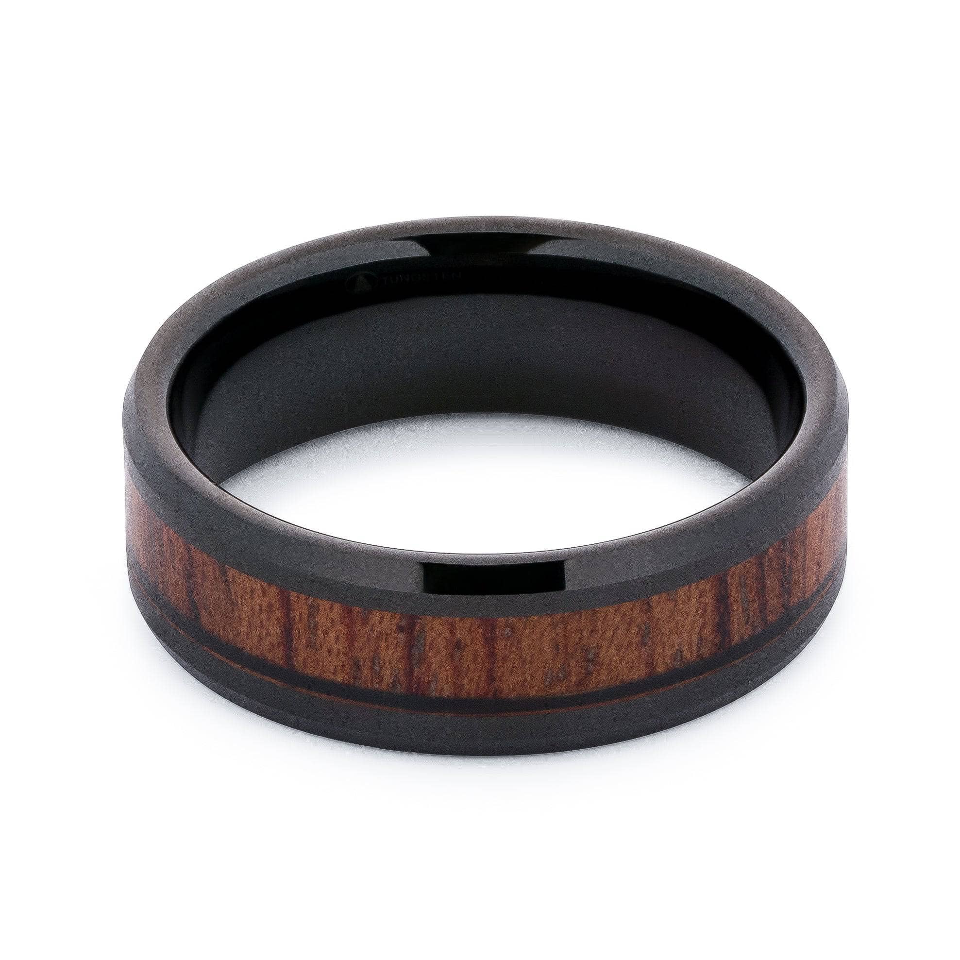 Black Tungsten Wedding Band With Pear Wood 8MM
