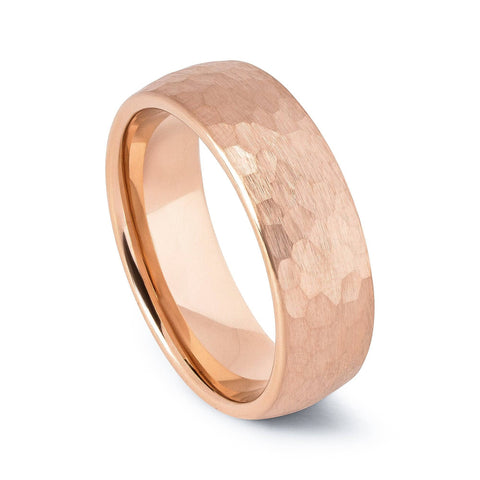 Hammered Rose Gold Wedding Band