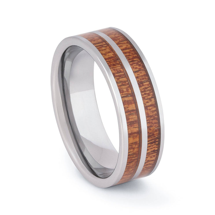 Tungsten Wedding Band with Double Pear Wood 8MM
