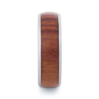 Polished Tungsten Wedding Band With Chestnut Wood
