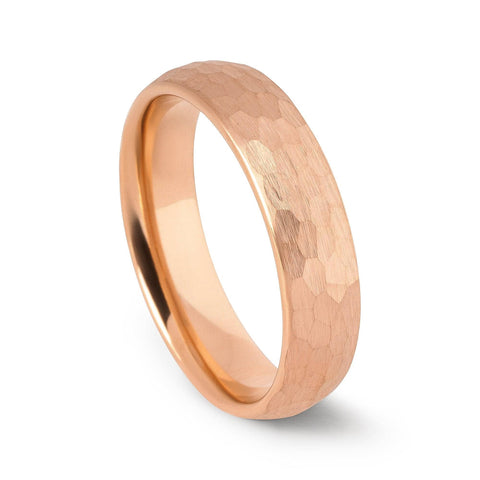 Rose Gold Tungsten Hammered Wedding Band 6MM